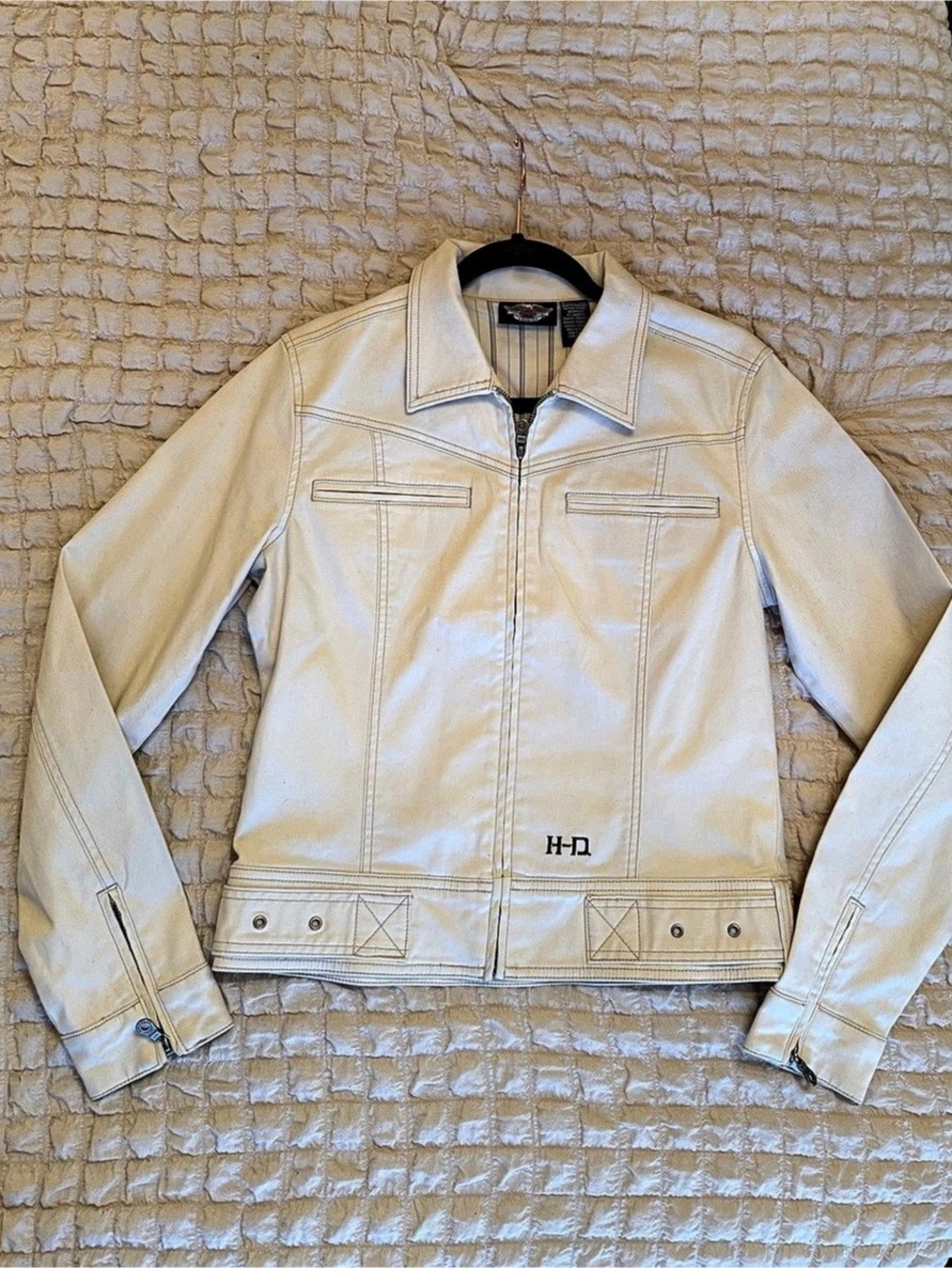 2006 Vintage Harley-Davidson denim Jacket Off-White/Cream Size Medium